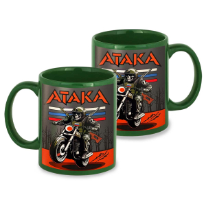 Зеленая керамическая кружка "Атака"