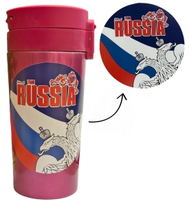 Термокружка с виниловой наклейкой "RUSSIA"