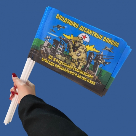 Комплект флажков "45 отдельная гв. бригада специального назначения ВДВ" на палочке (10шт)