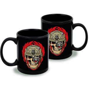 Черная керамическая кружка "Череп с тепловизором"