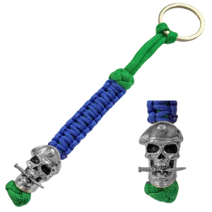 Темляк "Никто кроме нас!" ВДВ (сине-зеленый паракорд; авторская металлическая бусина)