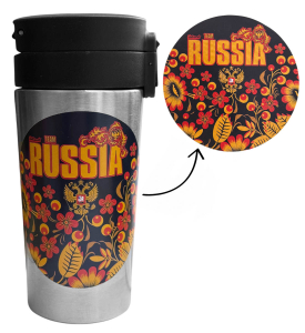 Термокружка "RUSSIA" с виниловой наклейкой 