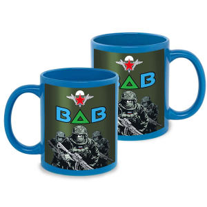Васильковая керамическая кружка "ВДВ" с виниловой наклейкой 