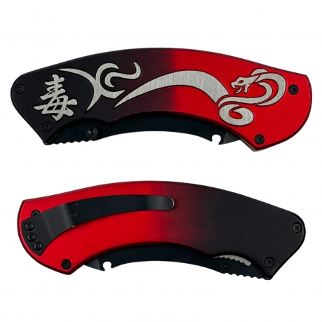 Стальной нож с японской символикой 
