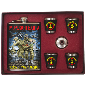 Подарочный набор Морская пехота "Где мы, там – Победа!" с фляжкой и стопками
