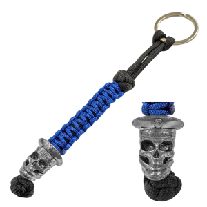 Темляк "С нами Бог и Андреевский флаг" ВМФ (сине-черный паракорд; авторская металлическая бусина)