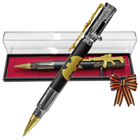 Подарочная ручка патрон "Военная разведка" с затвором и автоматом
