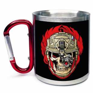 Большая кружка с карабином "Череп с тепловизором"