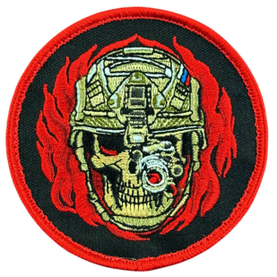 Вышитый шеврон "Огненный череп с тепловизором"