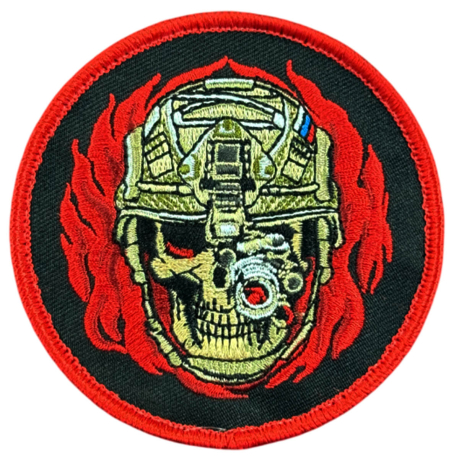 Вышитый шеврон "Огненный череп с тепловизором"