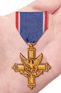 Американский латунный Крест За выдающиеся заслуги - вид на ладони