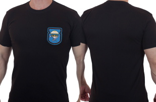 Армейская черная футболка с вышитым знаком 388-й ОИСБ 106-ой ВДД - купить с доставкой