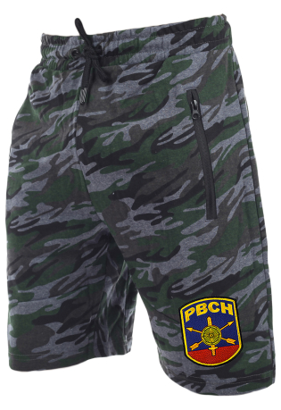 Армейские камуфляжные шорты с карманами и нашивкой РВСН