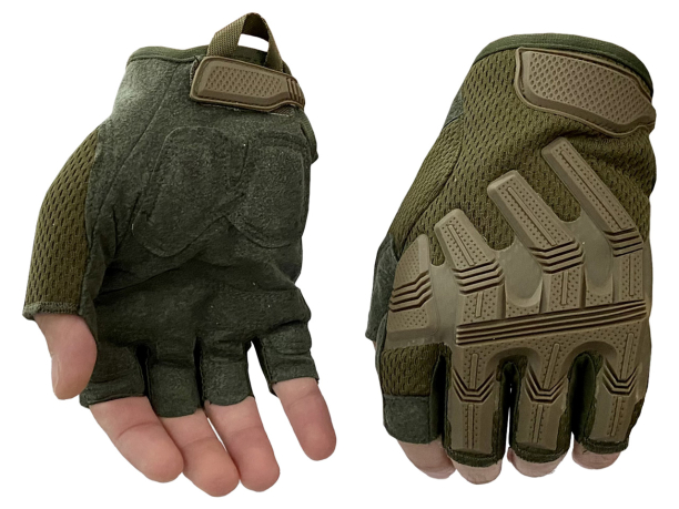 Купить армейские перчатки беспалые хаки-олива