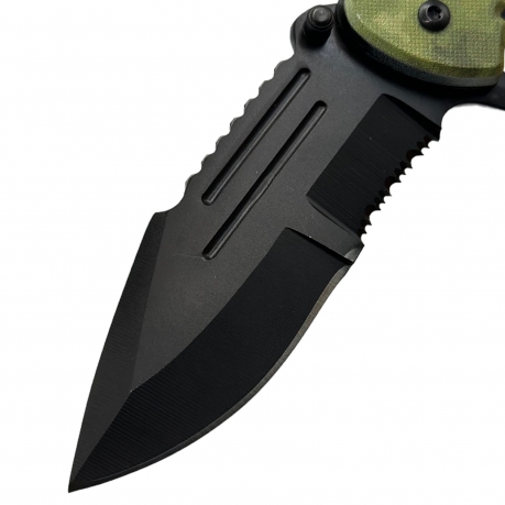 Армейский нож со стропорезом и стеклобоем (Защитный камуфляж) Армейский нож со стропорезом и стеклобоем (Защитный камуфляж)