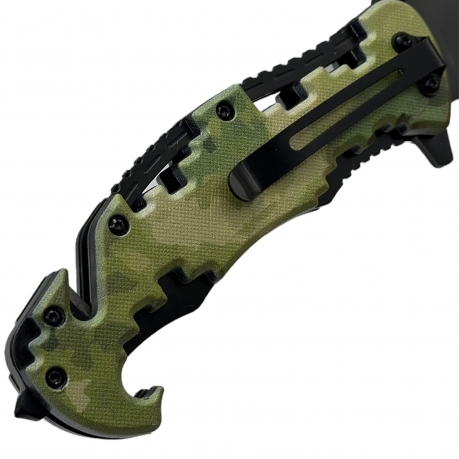 Армейский нож со стропорезом и стеклобоем (Защитный камуфляж) Армейский нож со стропорезом и стеклобоем (Защитный камуфляж)