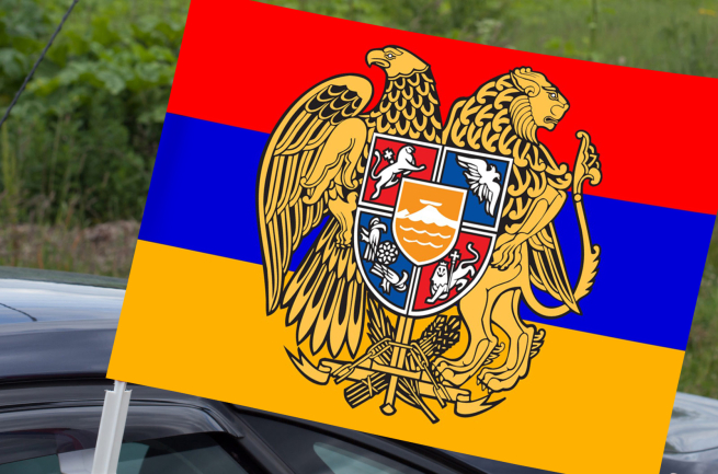 Автомобильный флаг Армении с гербом