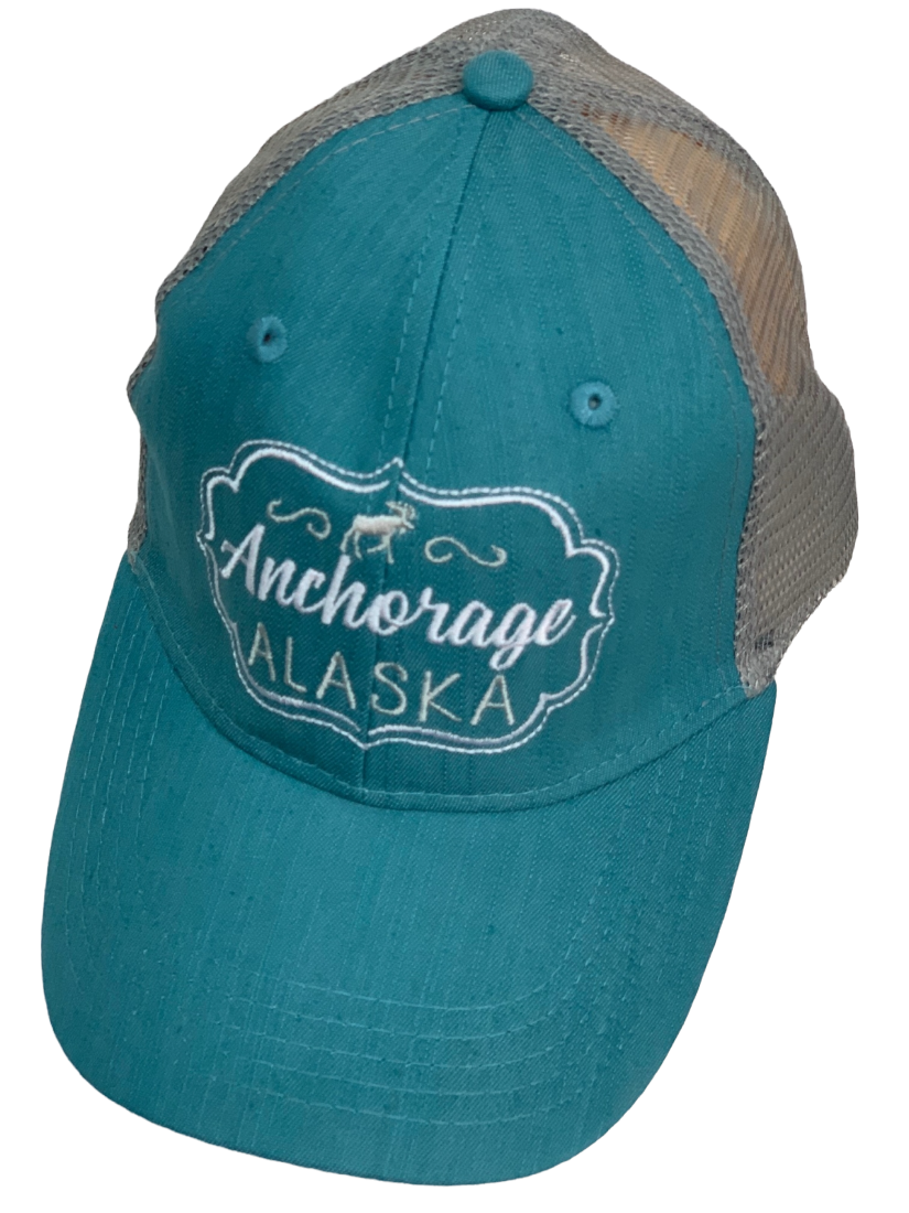 Бейсболка Alaska голубого цвета с серой сеткой и белой вышивкой  №30151