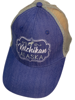 Бейсболка Alaska сине-фиолетового цвета с серой сеткой и вышитым маленьким лосем