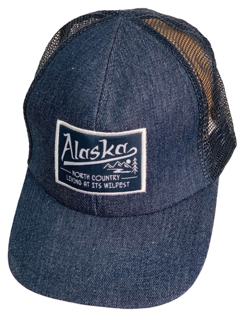 Бейсболка джинс Alaska с сеткой и нашивкой  №30051