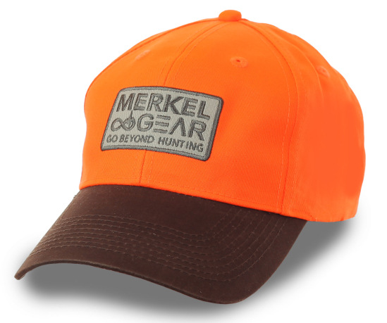 Яркая бейсболка с логотипом MERKEL GEAR – компании, которая четко представляет, каким должно быть идеальное охотничье снаряжение