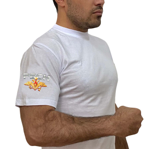 Белая футболка с термопринтом РВСН на рукаве