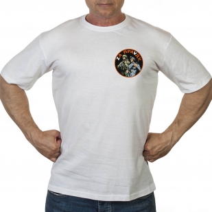Белая футболка с термотрансфером Zа праVду