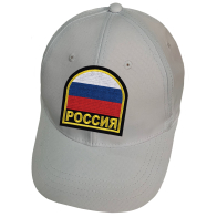 Белая кепка Россия с триколором