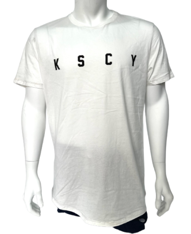 Белая мужская футболка K S C Y
