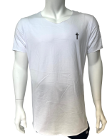 Белая мужская футболка KSCY с черным крестом спине