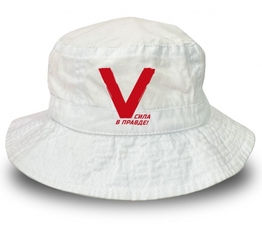 Белая панама с символом V