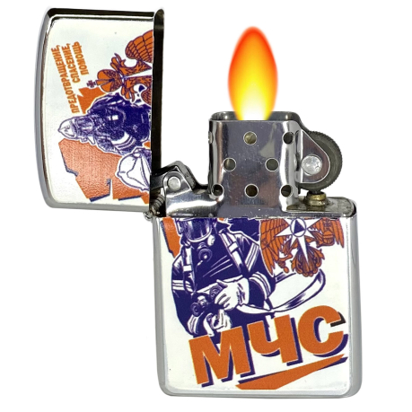 Металлическая бензиновая зажигалка Zippo с принтом МЧС  высокого качества