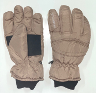 Бежевые зимние перчатки с черными манжетами