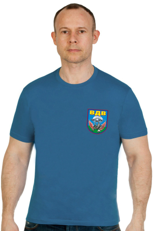 Бирюзовая футболка эмблема ВДВ со скорпионом