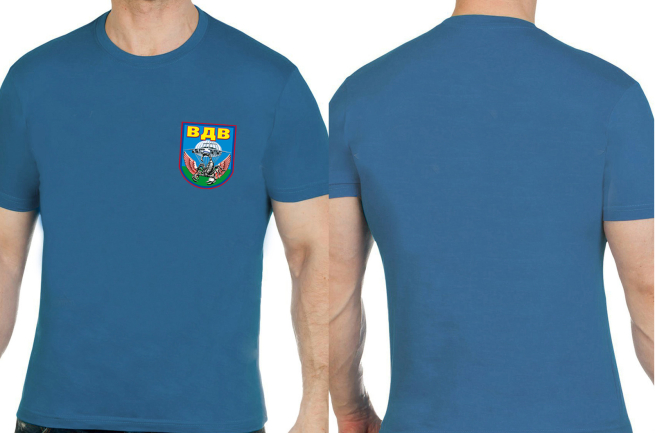 Бирюзовая футболка эмблема ВДВ со скорпионом