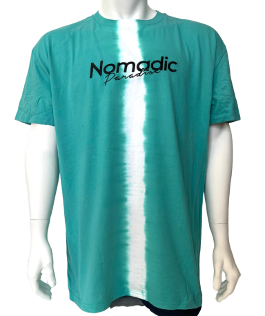 Бирюзовая мужская футболка NOMADIC с белой полосой