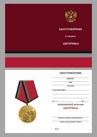 Медаль в память о специальной военной операции "Штурмы" в наградном футляре (37мм)
