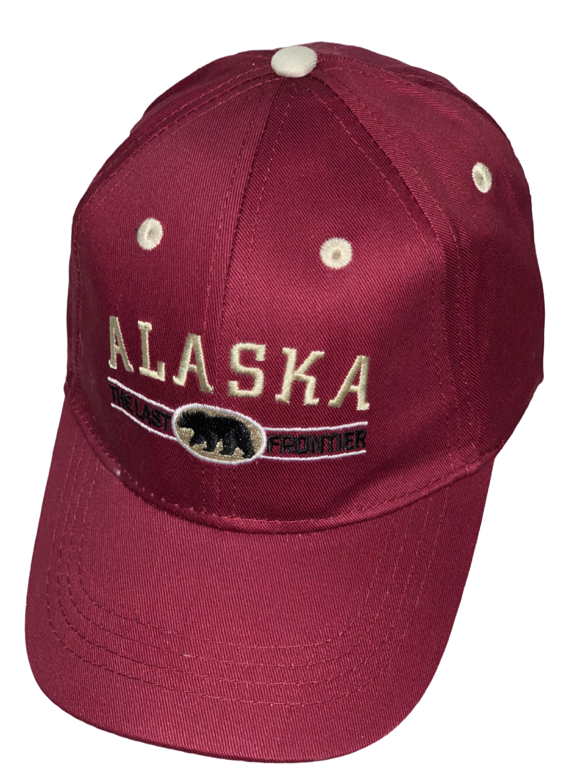 Бордовая бейсболка Alaska с бежевой нитью на люверсах  №4930