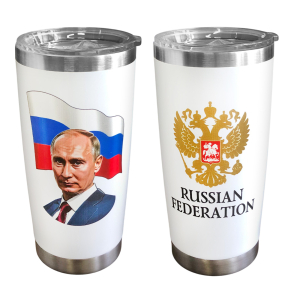 Белая термокружка как у Путина "Russian Federation"