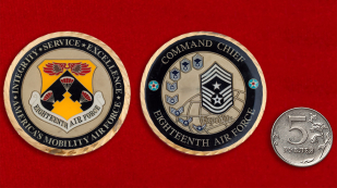 Челлендж коин сержантов 18-й (номерной) воздушной армии Командования воздушных перебросок ВВС США
