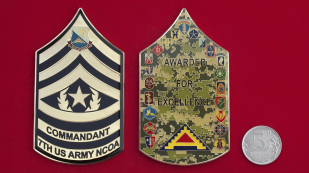 Челлендж коин "За отличие" курсантов 77-й школы сержантского состава Армии США