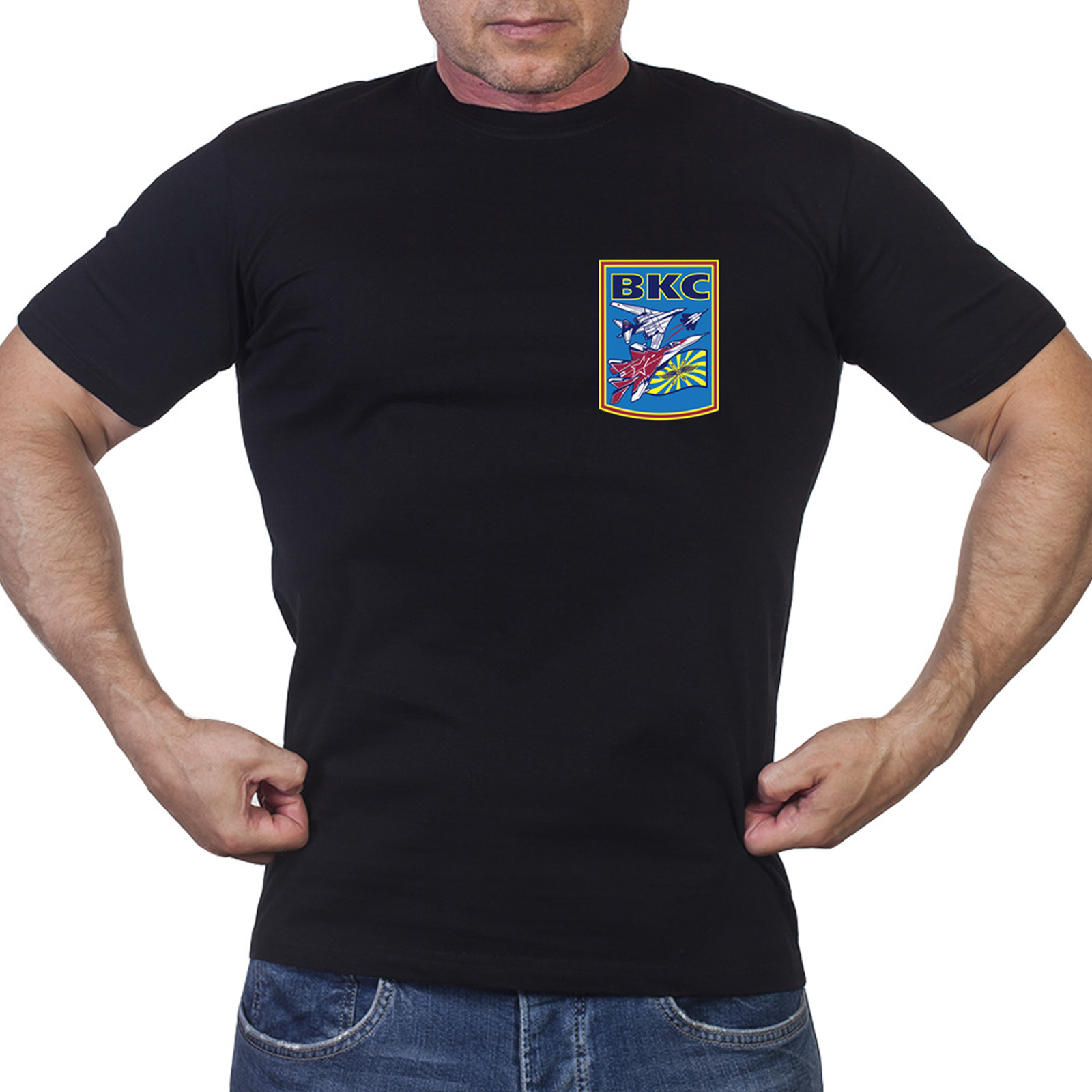 Черная мужска футболка «ВКС»