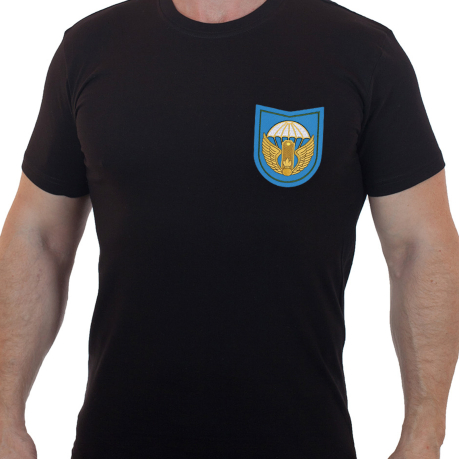 Черная армейская футболка с вышитым знаком 242-го УЦ ВДВ - купить онлайн