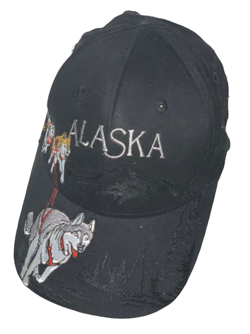 Черная бейсболка Alaska с вышитыми хаски  №4790