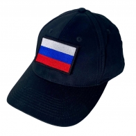 Черная бейсболка с шевроном Флаг России