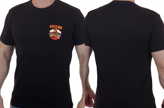 Черная футболка для мужчин Россия - заказать онлайн