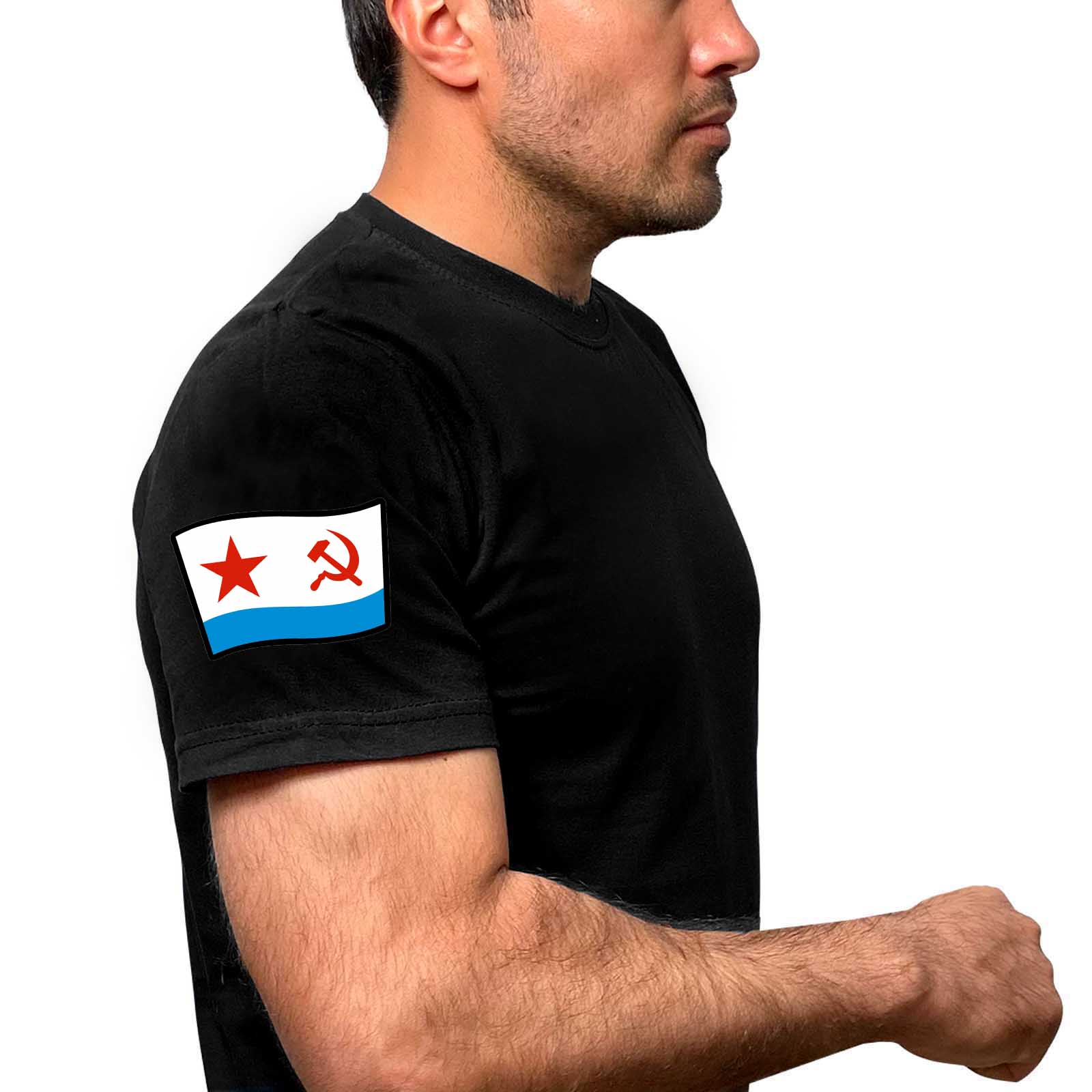 Чёрная футболка с флагом ВМФ СССР на рукаве