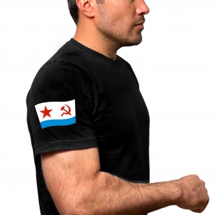 Чёрная футболка с флагом ВМФ СССР на рукаве