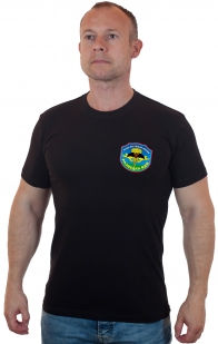 Чёрная футболка с мощным принтом "Разведка ВДВ"