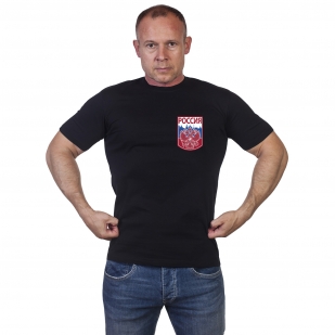 Черная футболка с принтом Россия